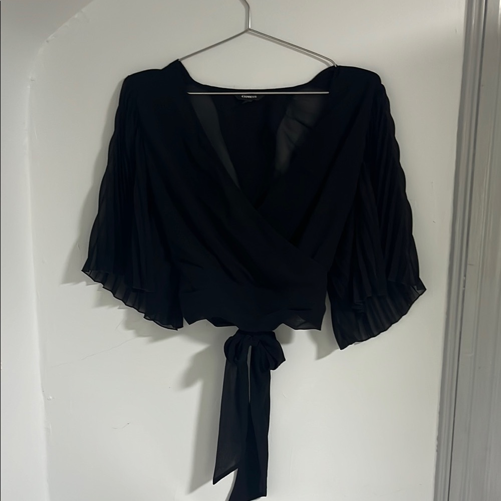 Express Elegant Black Wrap Top